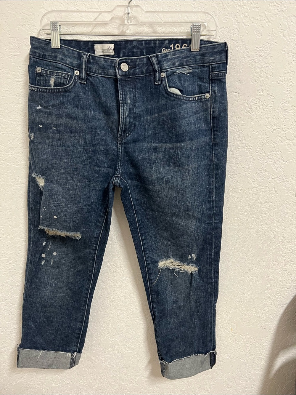 Gap 1969 Dark Wash Distressed-paint spatter  Women’s Jeans